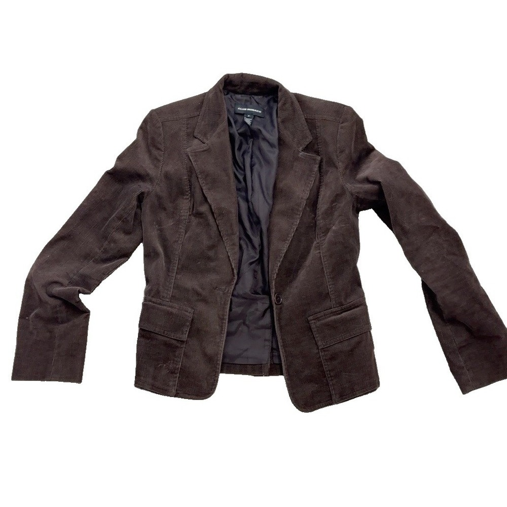 Club Monaco Women's Size 6 Brown Corduroy Blazer Jacket Elbow Patches Preppy